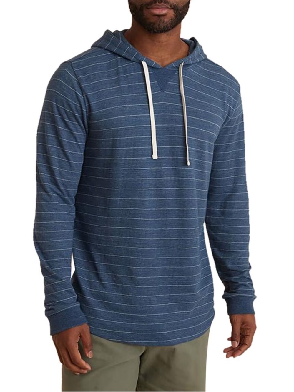 Marine Layer DK Stripe Hoodie Blue Long Sleeve Pullover Lightweight Men’s M